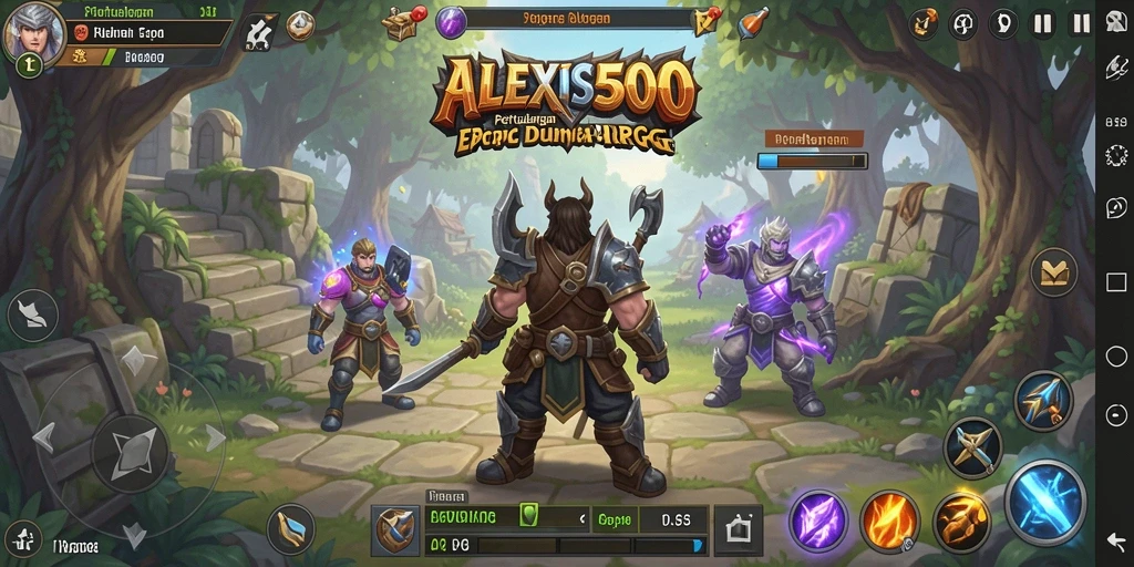 Tampilan gameplay ALEXIS500 yang epik dan menakjubkan.