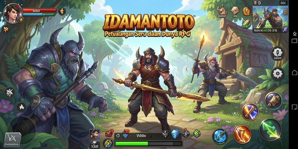 Screenshot IDAMANTOTO menampilkan aksi seru dalam pertempuran RPG.