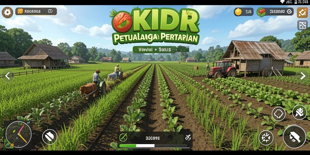 Tangkapan layar utama dari gameplay OKIDR yang menunjukkan kegiatan bertani.