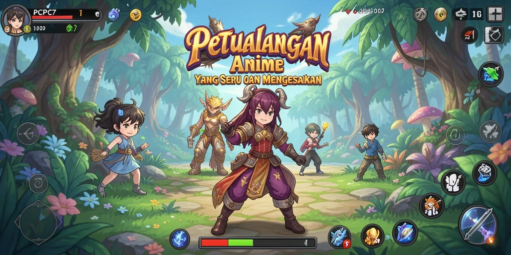 Screenshot gameplay PCPC7 yang menampilkan aksi pertarungan karakter Anime.