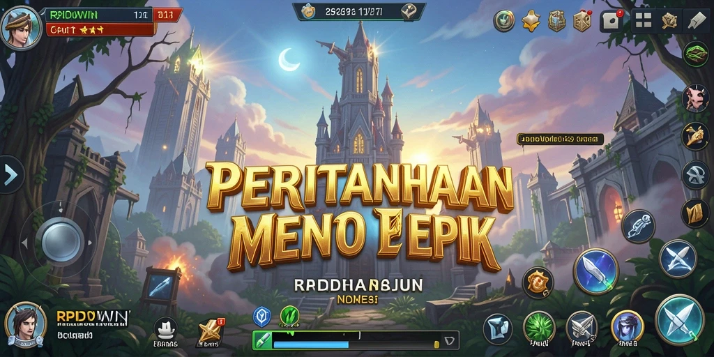 Tangkapan layar gameplay RPIDWIN yang menampilkan pertahanan menara yang strategis.
