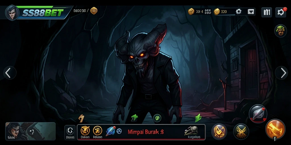 Screenshot gameplay menampilkan atmosfer horor yang mencekam.